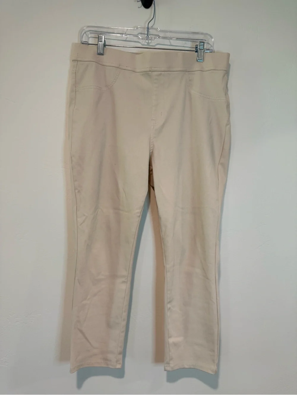 Time and Tru Pull On Beige Ankle Pants XL 16-18 Stretch Career Casual